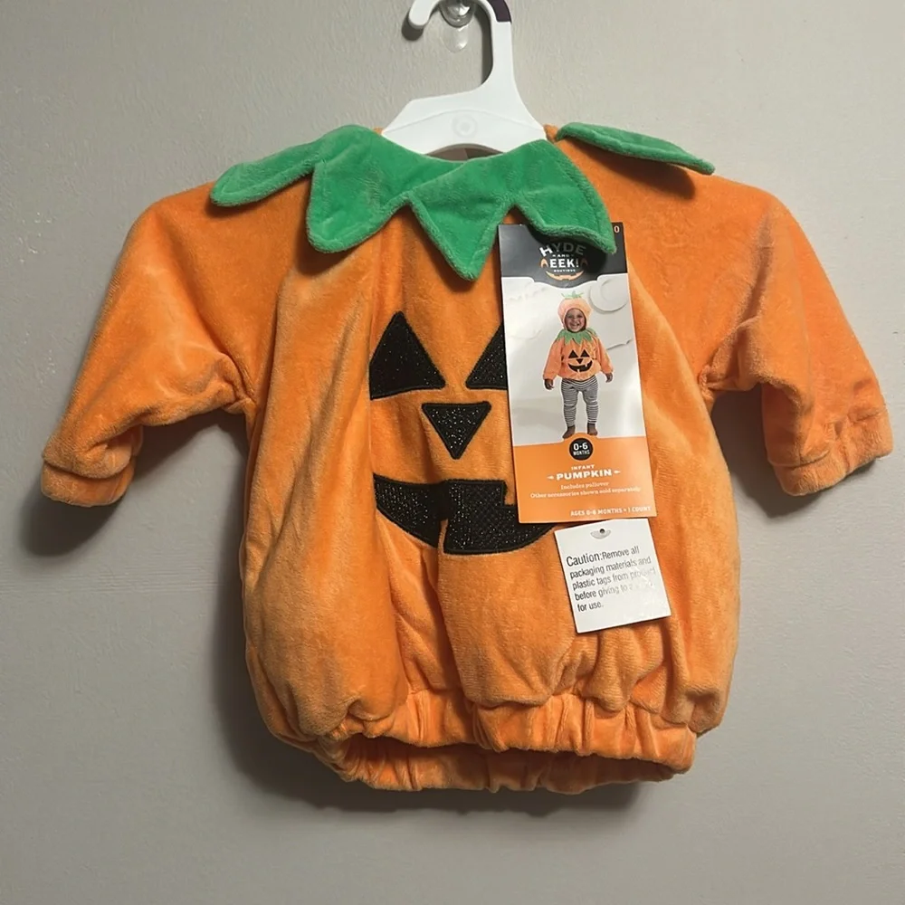Hyde and Eek Infant Pumpkin Costume Orange and Green 0-6 Months